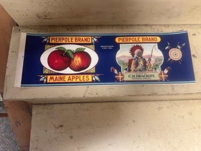NOS Rare Antique 1910's Pierpole Brand Maine Apples Original Crate Paper Label