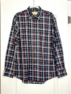 #ad Cabela’s Outfitter Series Men’s Plaid Shirt Size L Burgundy Navy White Cotton $18.00