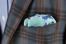 Lord R Colton Masterworks Pocket Square - Ice Blue Tapestry Silk - 75 New