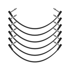 12 Inch Guitar Patch Cables 6 Pack, 1/4" TS Right Angle Effect Pedal Flat Cab...