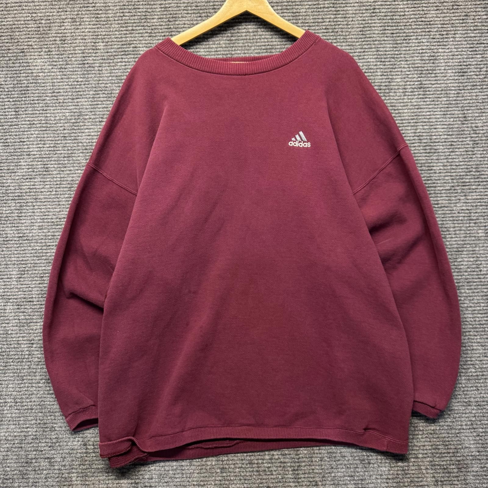Vintage 90s Streetwear Style Adidas Burgundy Red Heavyweight Crewneck