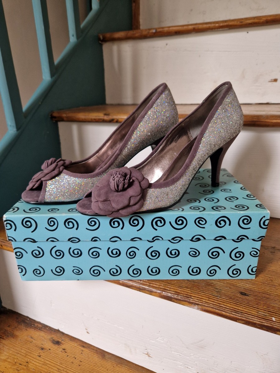 Peep Toe Pewter Wedding Shoes And Matching Bag Vintage BERTIE Peep