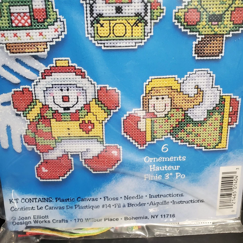 Vintage Plastic Canvas Christmas Ornament Kit Total 6 Pieces 3" Joan Elliot - Image 3 of 4