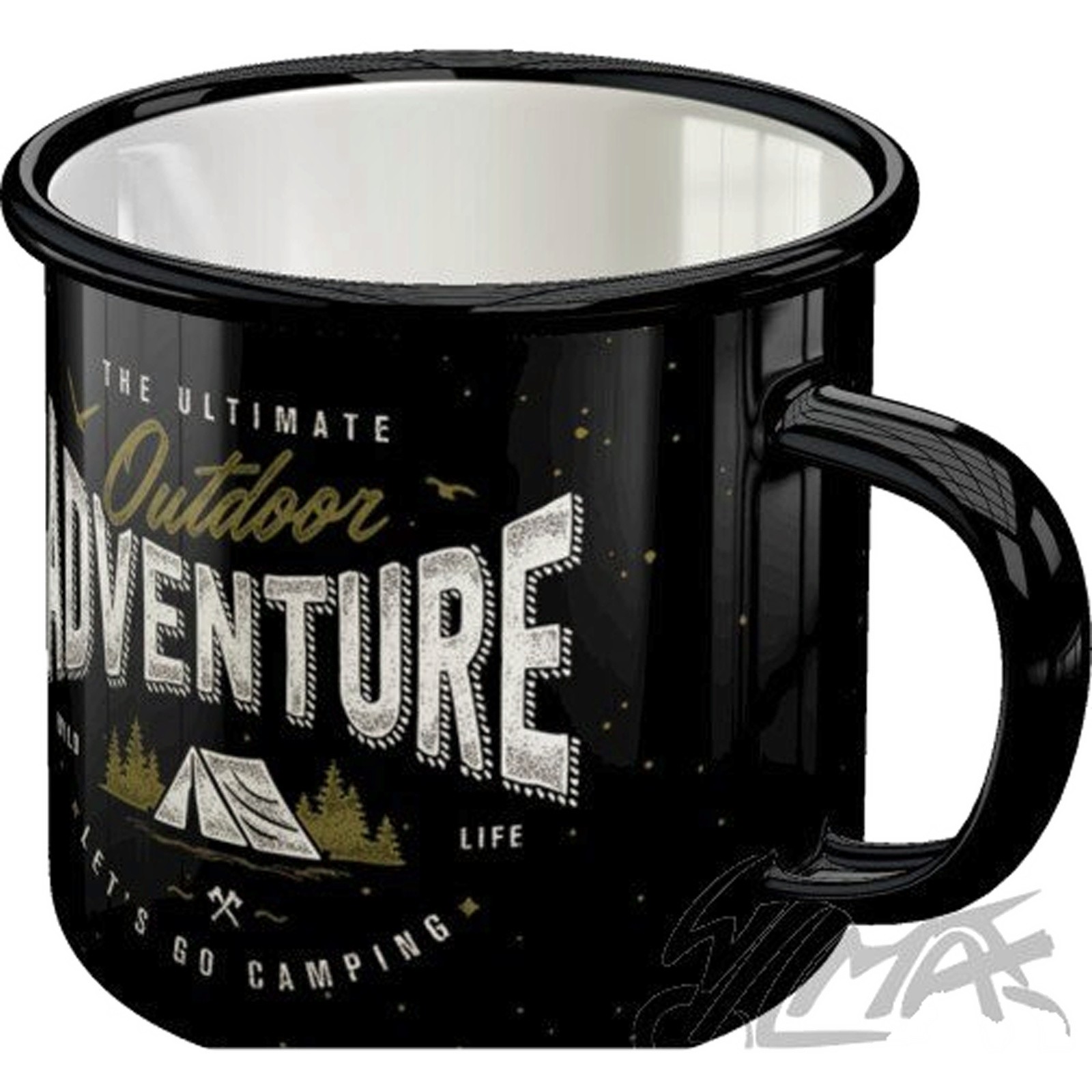 Mug émaillé Outdoor Adventure gobelet de bivouac vintage pour randonneur et camping