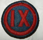WW2 UNITED STATES US ARMY NINTH 9th CORPS IX MILITARY PATCH BADGE WORLD WAR II