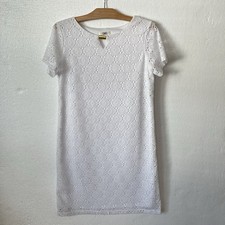 Cato Womens M Sheath Dress Crochet Lace Short Sleeve White