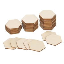 PATIKIL 2 Inch Unfinished Hexagon Wood Slices, 50 Pack 2 Inch, Natural Color 