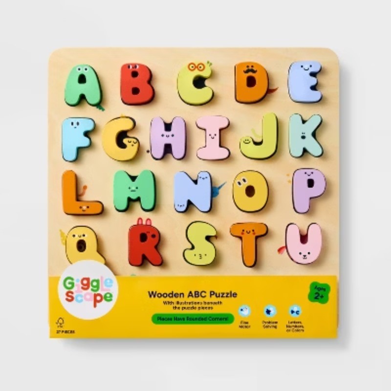 Wooden ABC Puzzle 27pc: Shapes, Colors, Problem Solving, Wood | eBay