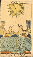 Carte Tarocchi Antiche - La Luna - Antique Tarot Card - The Moon - Solesio 1850