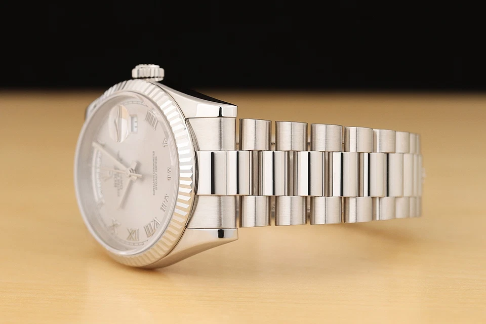 Rolex da Uomo Day-Date 118239 Argento Quadrante Romano 18K Oro Bianco President - Immagine 4 di 4