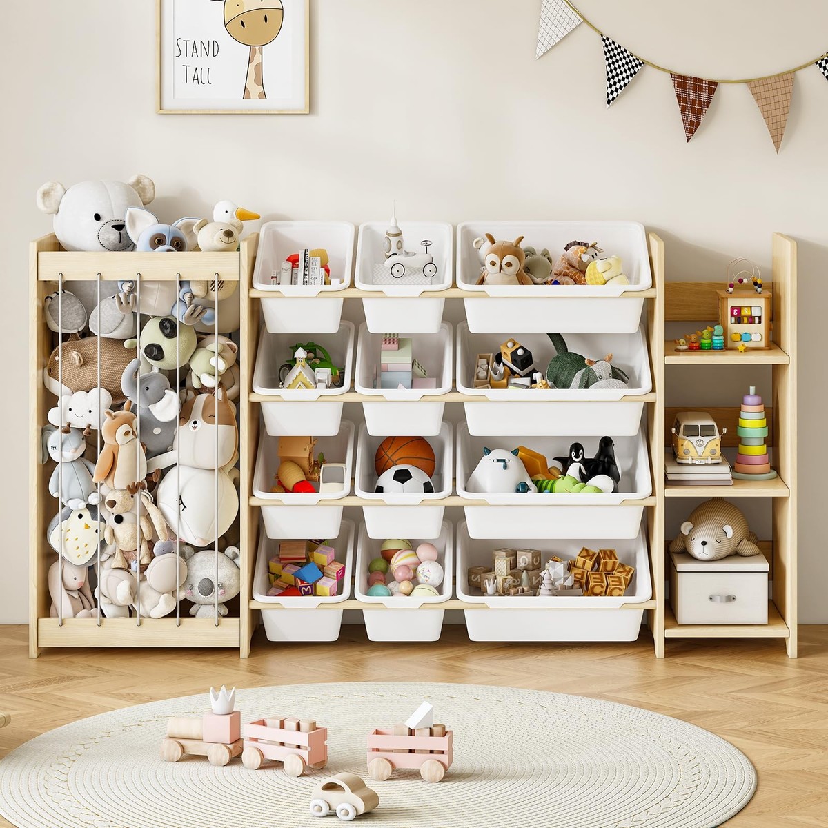 EXPERLAM 3-in-1 Toy Storage Organizer, Stuffed Animal Holder