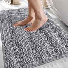 Thick Bathroom Rugs 30X20, Extra Soft Absorbent Chenille Striped Bath Rugs, Rubb