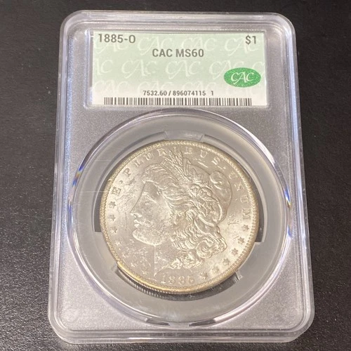 1885-O Morgan Silver $1 Dollar Coin CAC MS 60 CACG