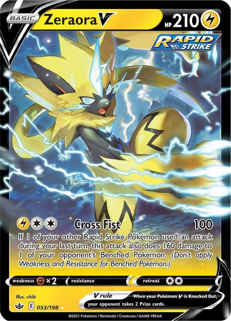 Zeraora V 053/198 Ultra Rare SWSH06: Chilling Reign Pokémon Card