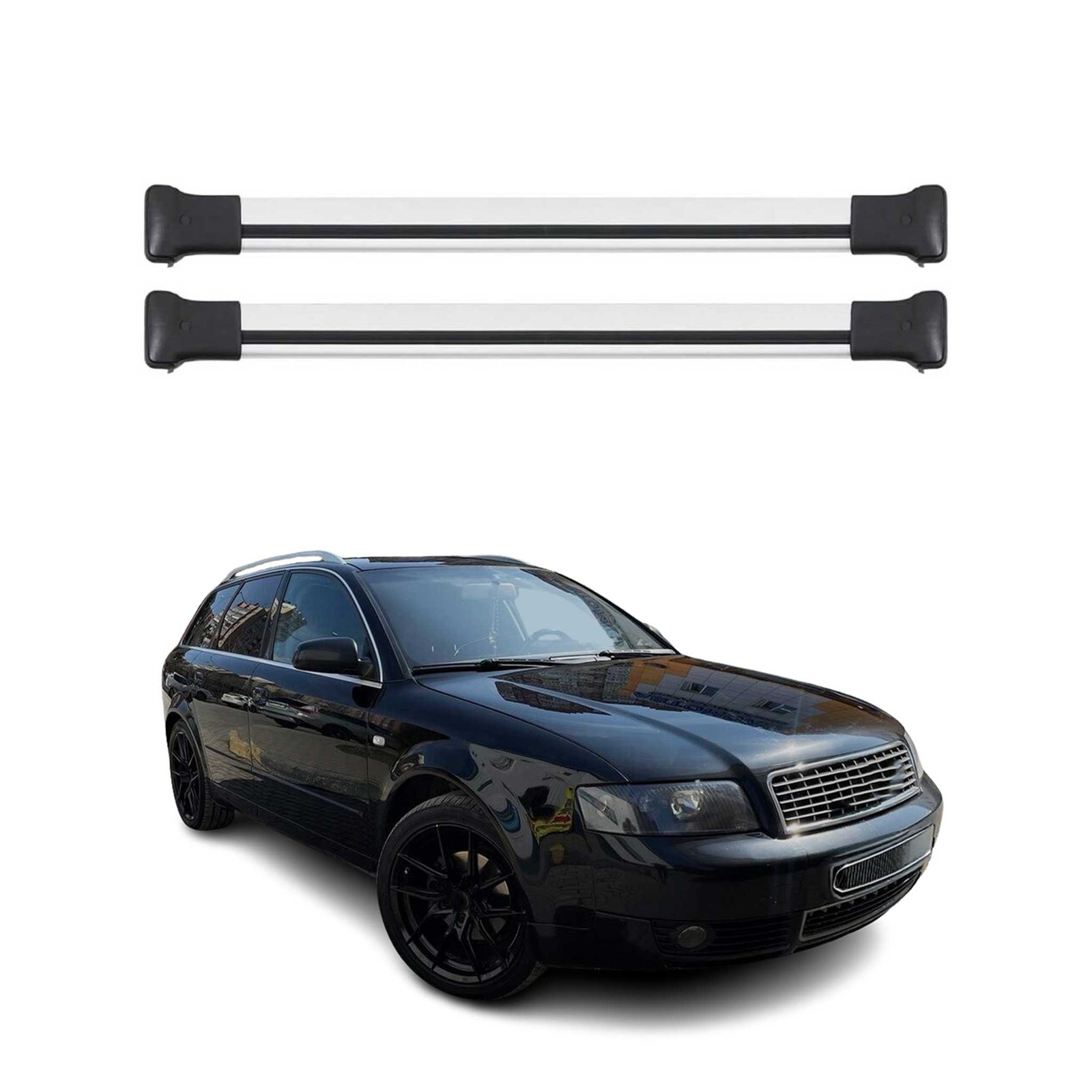 Barres de toit Audi A4 B6 Break alu gris anti sifflement avec clé