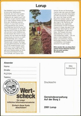 Lorup Bild-Postkarte Ortsansicht Drucksache Antwortkarte ''Wertscheck'' 1980