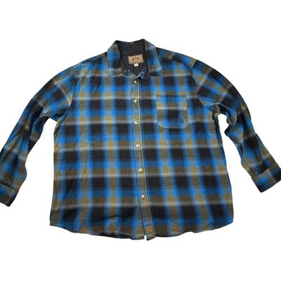 Legendary Whitetails Deer Gear Plaid Flannel Shirt 3XL Blue Black thick warm