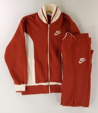 Nike Sportswear VTG 80s Tracksuit Track Suit Jacket Pants Cream Brown Mens M