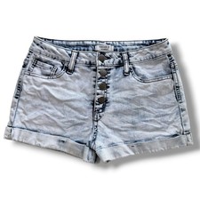 Forever 21 LA Women 26 Light Blue Acid Wash Mid Rise Button Fly Denim Shorts Y2K