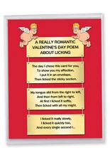1 Big Funny Valentine's Day Greeting Card - Valentine Licking Poem J5099VDG