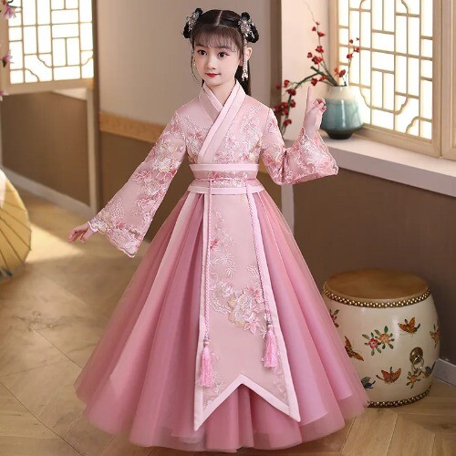 Dresses Girls Hanfu Ancient Chinese Style Traditional Princess Cosplay Tang Suit - Picture 2 of 33