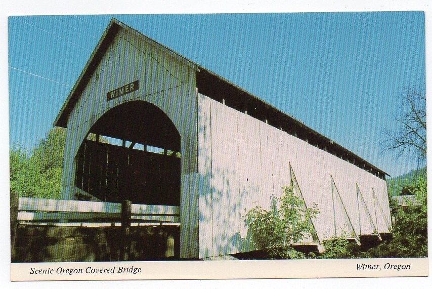 Chrome Postcard,Scenic Oregon Covered Bridge,Wimer,Oregon eBay