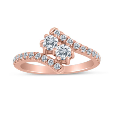 0,65ctw Diamant Ring mit zwei Steinen in 10k Rotgold