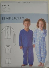 Simplicity- 9214 - Children's Cozywear, Robe Top, Pants, Shorts and Jumpsuit