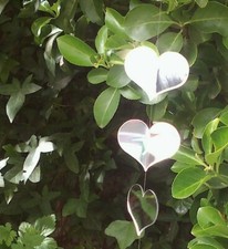 3 Heart Silver Hanging Mirrors  - Large 