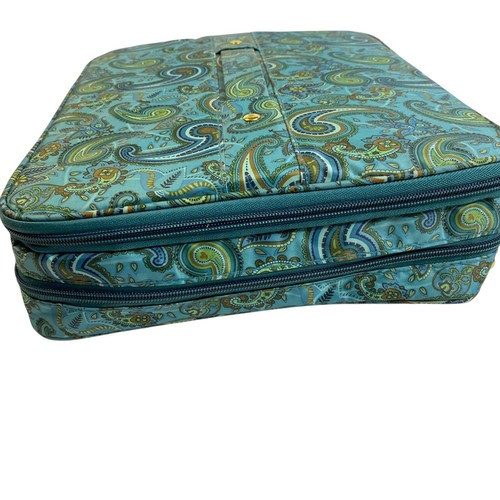JM New York Paisley Travel Jewelry Carrier Blue Green Expandable Handle Zips - Picture 4 of 16