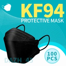 100 Pcs Black KF94 Protective 4 Layer Face Mask Adult Face Cover