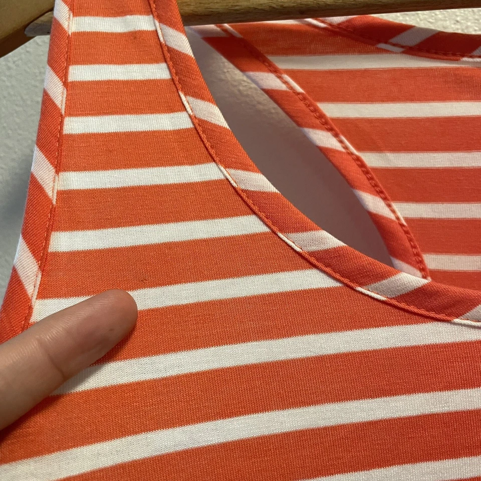 Poof! Women's Striped Assimetrical Open Sides Orange Tank Top Racerback Size L - Изображение 3 из 4