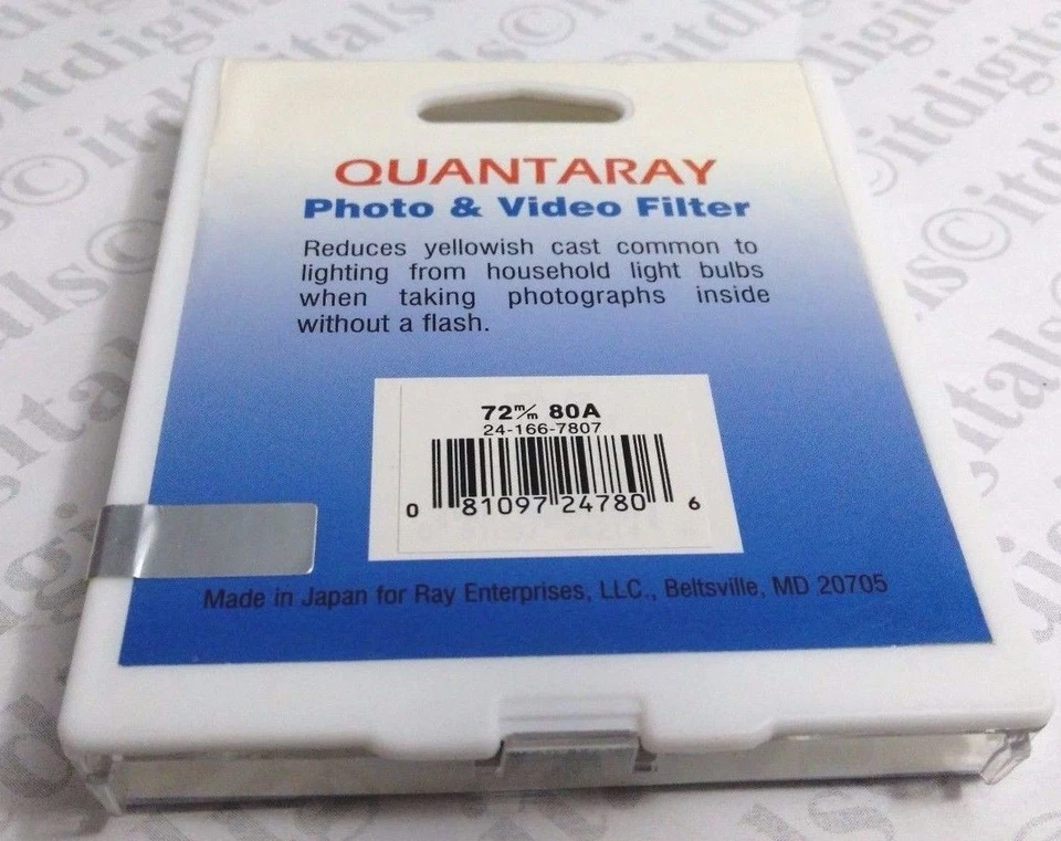 Filtro de lente de vidro azul 72 mm feito no Japão 80A 80-A balanceamento de luz 72 mm Quantaray - Imagem 2 de 3