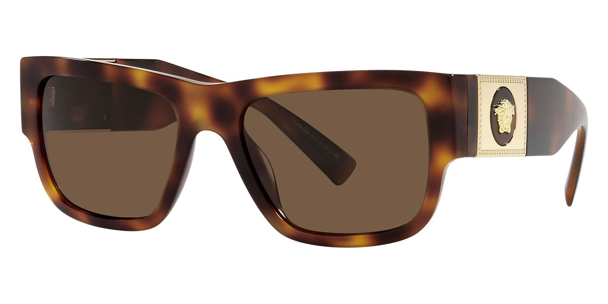 NEW Genuine VERSACE Gold Medusa Havana Dark Brown Lens Sunglasses