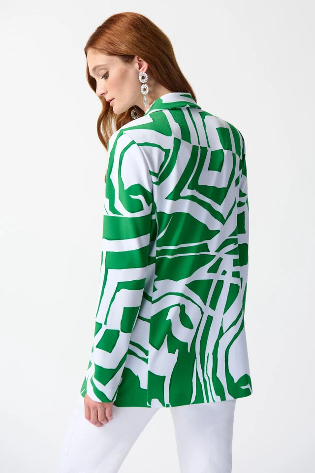 Joseph Ribkoff White and Green Leafe Print Blazer Jacket 242230 UK 10 RRP £305 - Image 4 of 4