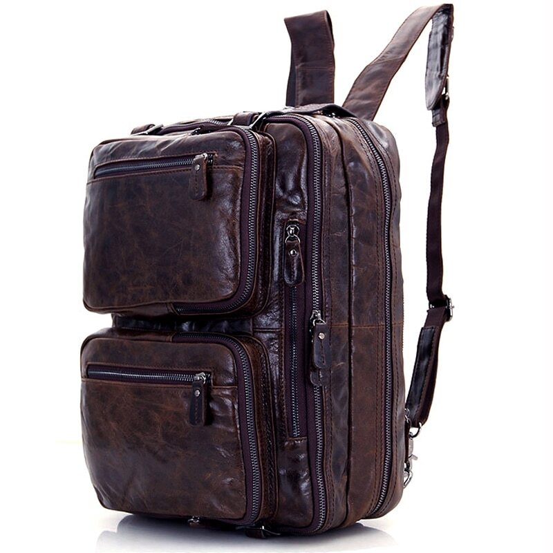 100% Genuine Leather Men's Travel Backpack Stylish Durable School Bag  