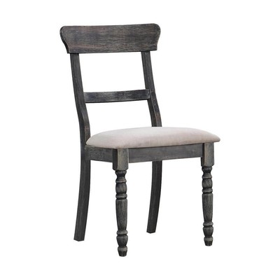 Acme Furniture Side Chair 35'' Weathered Gray Wood/Light Brown Linen (Set of 2)