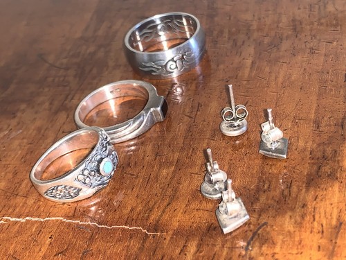 7 × Navajo 925 Silber Indianerschmuck Ringe ca. 57 (18,1 mm Ø) Western Ohrringe - Bild 9 von 9