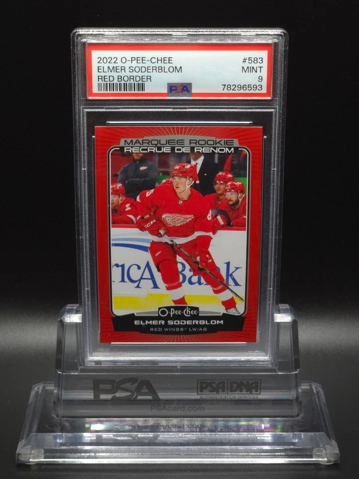Elmer Soderblom 2022-23 O-Pee-Chee Marquee Rookie Red Border #583 RC PSA 9 - Image 2 of 4