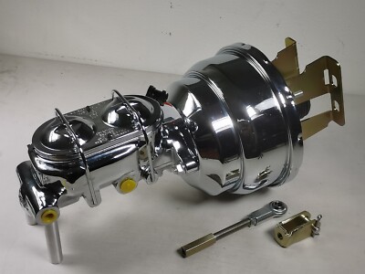 Chrome Brake Booster & Master Cylinder Combo For 1955-1957 Chevy Bel Air – Dual Bowl