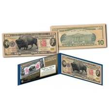 Bison / Lewis & Clark 1901 $10 on Modern Authentic $10 Bill - Historic Design