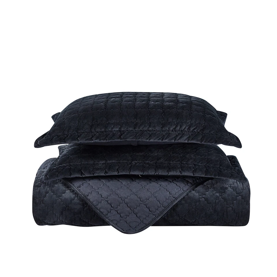 Juego de colcha de 2-3 piezas estilo cobertor acolchado de terciopelo de felpa para todas las estaciones Foto 4 de 4