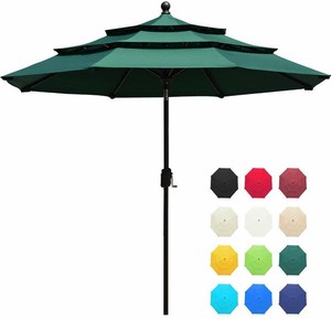 9ft Forest Green Outdoor Patio 3 Layers Aluminum Garden Patio Umbrella W 8 Ribs Ebay