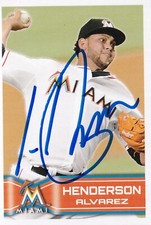 HENDERSON ALVAREZ SIGNED AUTO'D 2014 TOPPS STICKERS CARD 180 MIAMI MARLINS