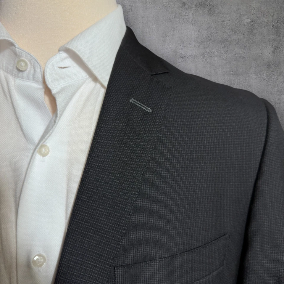 HUGO BOSS Men’s 42L Blazer Sport Coat Black Super 100s Wool 2-Button Jacket - Image 3 of 4