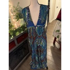 Uncle Frank NWT womens dress size large maxi paisley blue green brown