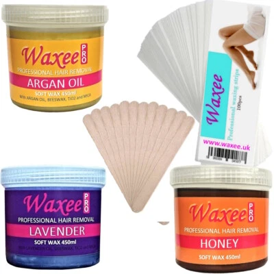 WAXEE 450ml warm soft strip wax pot Professional hair removal waxing creme gel