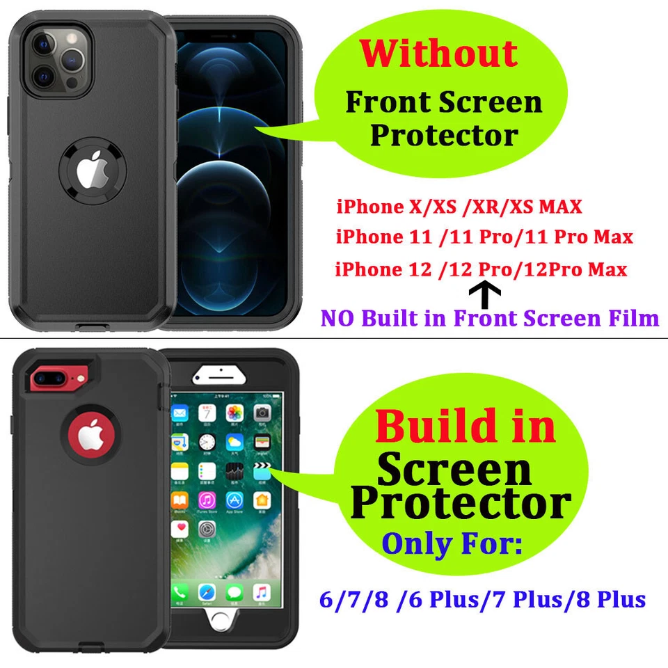 For iPhone 12 Pro Max 11 6 7 8 Plus iPhone XR Shockproof Armor Case Rugged Cover - Image 2 of 4