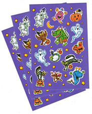 3 Sheets Halloween Stickers Ghosts Black Cat Skeleton Monsters Goblins