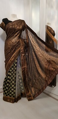  SCHILLERNDER INDISCHER ASIATISCHER BRAUTSARI/SARI MIT KURZARM BLUSE 